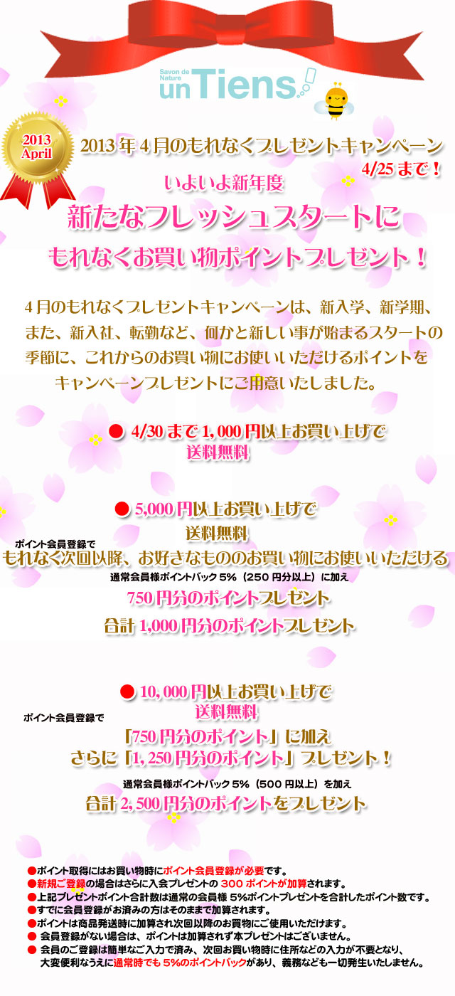 手作り石鹸アンティアン1304今月のキャンペーンtop