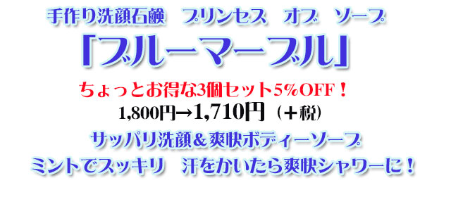 手作り石鹸アンティアンプリンセスオブソープ「ブルーマーブル」