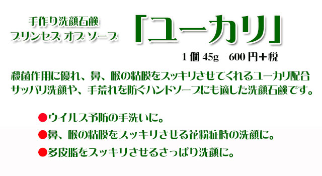 花粉症にも手作り石鹸「ユーカリ」