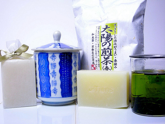 緑茶石鹸おぶぶ新茶手作り洗顔石鹸