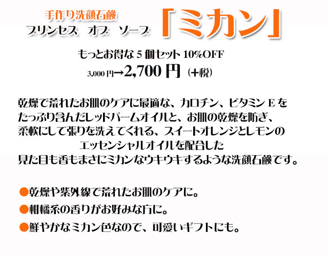 手作り石鹸アンティアンプリンセスオブソープ「ミカン」