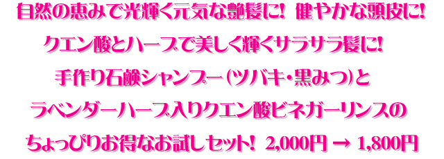 手作り無添加石鹸シャンプーと専用ハーブビネガーリンス