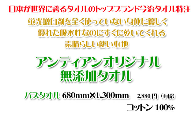 アンティアンオーガニックタオルバスタオルトップ